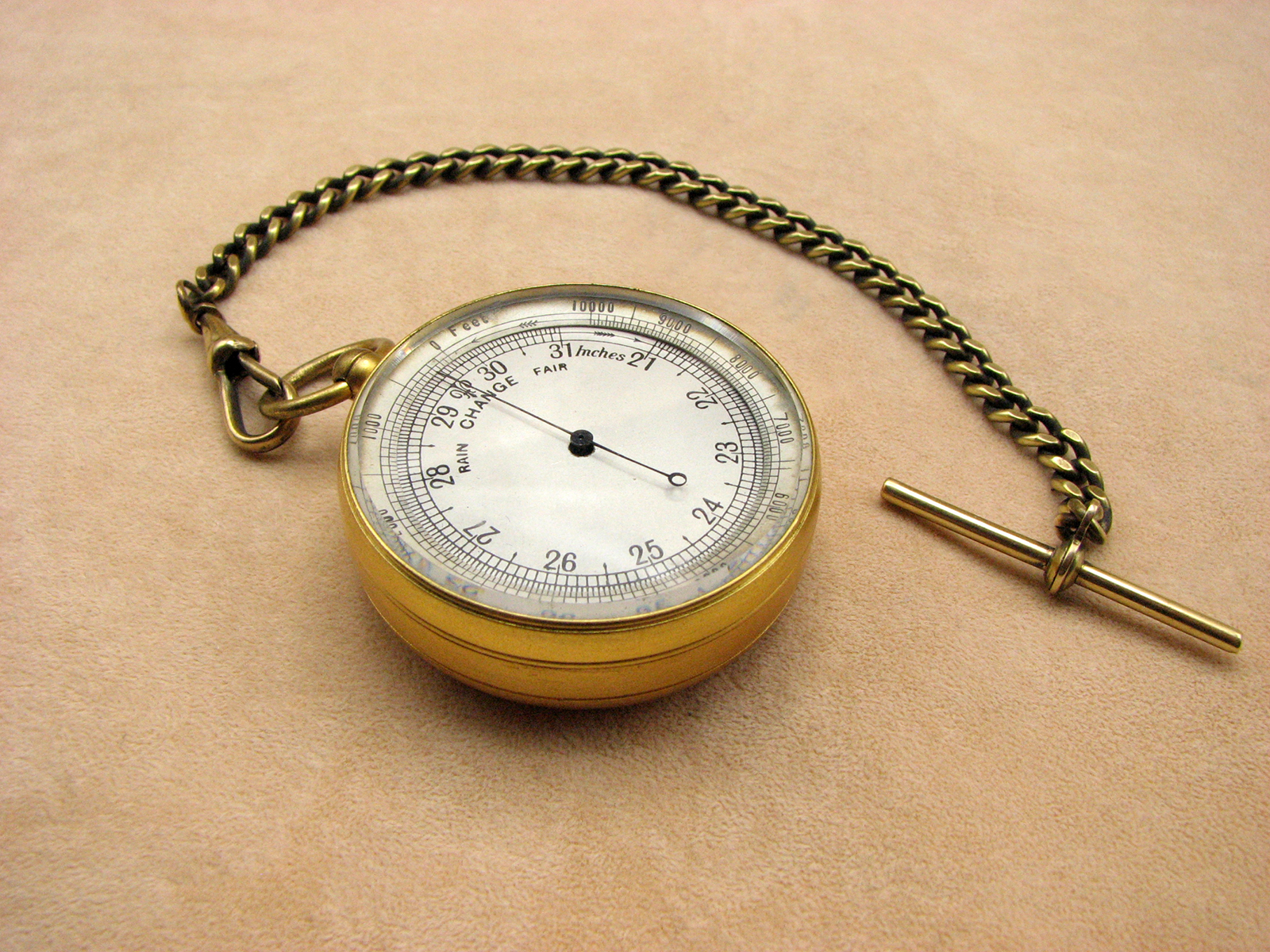Victorian aneroid pocket barometer with altimeter, circa 1880